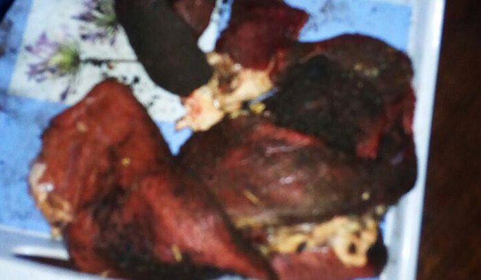 The meat alleged to be human flesh